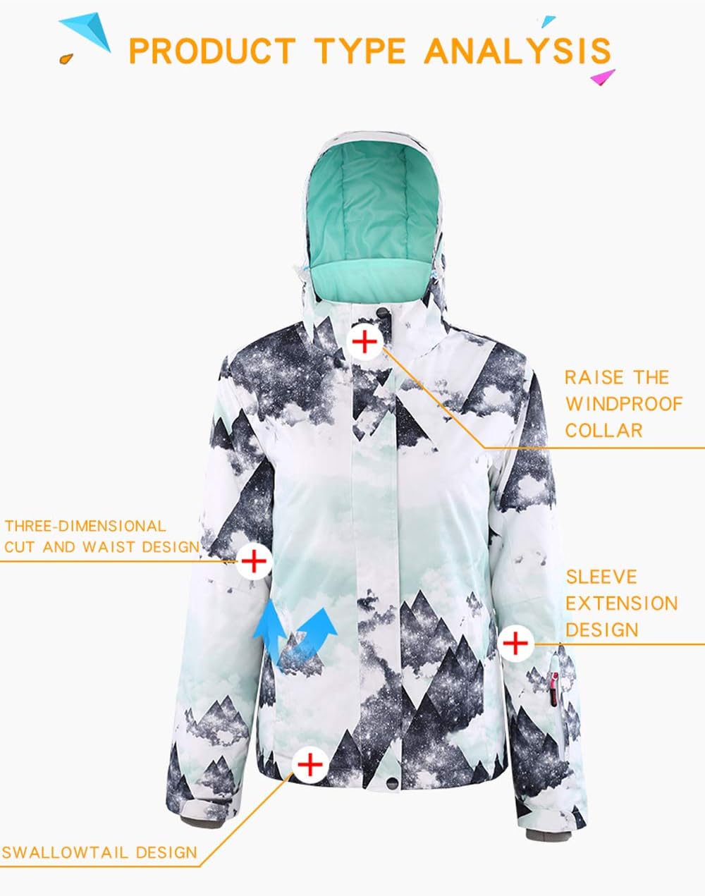 レディース スノーボードウェア 上下セット スキーウェア「XS～XL 5